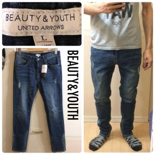 ビューティアンドユースユナイテッドアローズ(BEAUTY&YOUTH UNITED ARROWS)のBEAUTY&YOUTHクラッシュデニムテーパードデニムダメージジーンズ(デニム/ジーンズ)