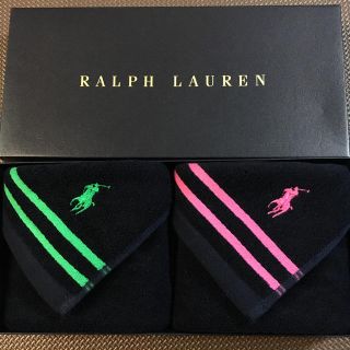 ラルフローレン(Ralph Lauren)の可愛いペア柄・ピンク&グリーン♡ラルフローレン ウォッシュタオル(ハンカチ)