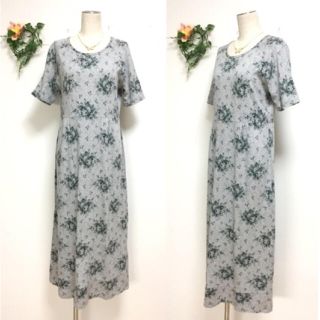 ローラアシュレイ(LAURA ASHLEY)のLAURA ASHLEYローラアシュレイ＊ローズ柄マキシワンピースＬサイズ・半袖(ロングワンピース/マキシワンピース)