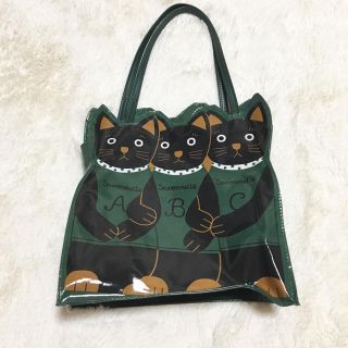 【送料込み】猫ちゃんトートバッグ ダークグリーン色(トートバッグ)