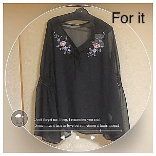 【新品値札付き】半額★今季♪刺繍しほぉんブラウス★シースルー★チュニック★4L(シャツ/ブラウス(長袖/七分))