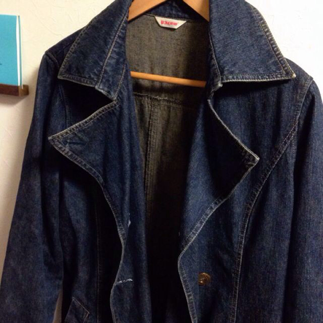 ロングデニムジャケット 古着 レディースのジャケット/アウター(Gジャン/デニムジャケット)の商品写真