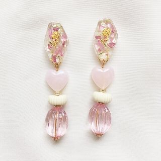 お花 ＊ ピンク ＊ ハート ＊ ピアス(ピアス)