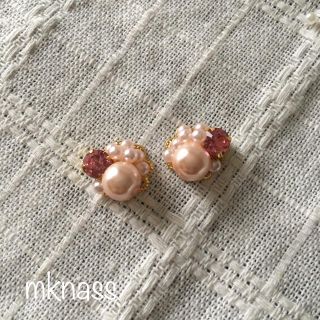 ピンク×ピンク プチビジューピアス(ピアス)