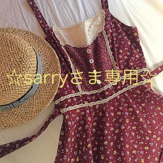 ガニーサックス(GUNNE SAX)の☆sarryさま専用☆ボルドー小花のキャミソールワンピース(ロングワンピース/マキシワンピース)