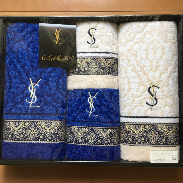 新しい YSL イヴサンローラン タオルハンカチ ハンドタオル グレー