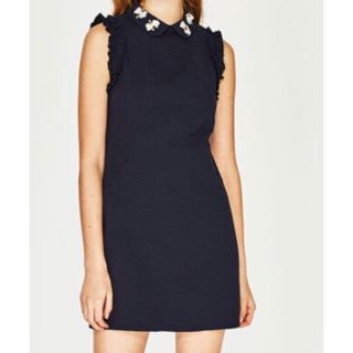 ザラ(ZARA)の【完売品】ZARA ハチ 襟 デザイン ミニワンピース XS(ミニワンピース)