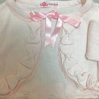 メタモルフォーゼタンドゥフィーユ(metamorphose temps de fille)のショート丈 長袖 カーディガン ピンク(カーディガン)