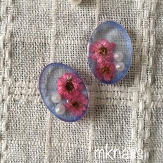 水中花◇オーバルinプチフラワー(ピアス)