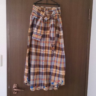 パラビオン(Par Avion)のパラビオン 裾刺繍チェックシャツスカート(ロングスカート)