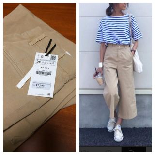 ザラ(ZARA)の>>ZARA ハイライズワイドパンツ 32(チノパン)