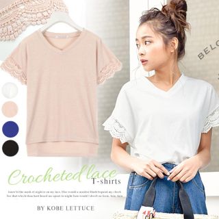 コウベレタス(神戸レタス)の神戸lettuce袖レーストップス(Tシャツ(半袖/袖なし))