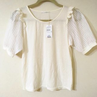 レトロガール(RETRO GIRL)の新品袖シースルートップスホワイト(Tシャツ(半袖/袖なし))