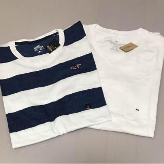 ホリスター(Hollister)の2枚SET!ホリスター&アメリカンイーグル Tシャツ ワンポイント刺繍 メンズ(Tシャツ/カットソー(半袖/袖なし))