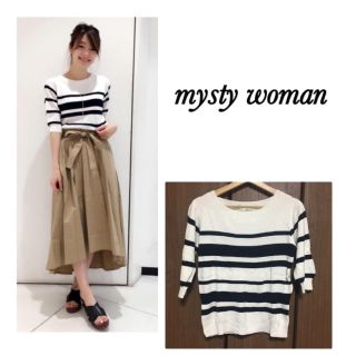 ミスティウーマン(mysty woman)の《美品》5部袖ニットソー(カットソー(半袖/袖なし))