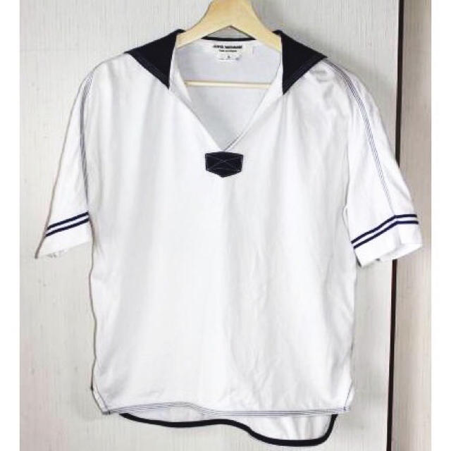 COMME des GARCONS(コムデギャルソン)のジュンヤワタナベ セーラーシャツ セーラー服カットソー 白紺 レディースのトップス(シャツ/ブラウス(半袖/袖なし))の商品写真