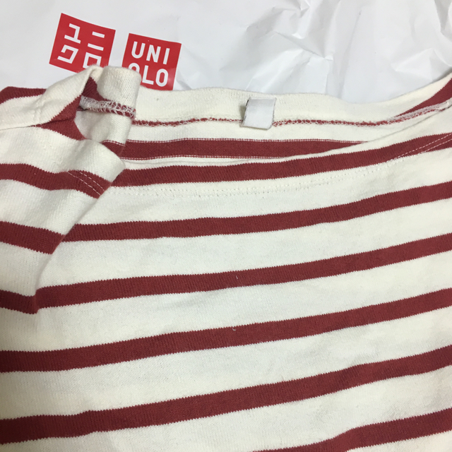 UNIQLO(ユニクロ)のボーダーボートネックT レディースのトップス(Tシャツ(長袖/七分))の商品写真