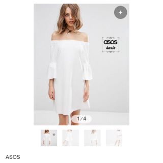 エイソス(asos)のasos オフショルワンピース 値下★(ひざ丈ワンピース)