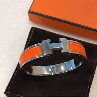 エルメス(Hermes)のHERMES エナメル ブレスレット オレンジ 正規品 本物(ブレスレット/バングル)