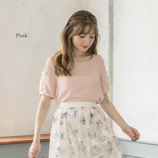 トッコ(tocco)の新品タグ付☆プチリボン付きシフォンブラウス（ピンク）(シャツ/ブラウス(半袖/袖なし))