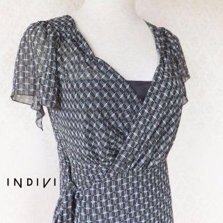 インディヴィ(INDIVI)のINDIVI インディヴィ レディース シフォンワンピース  インナー付(ひざ丈ワンピース)