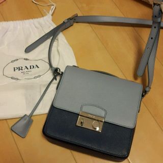 PRADA プラダ　MADRAS BAG NERO+CACAO ギャランティあり