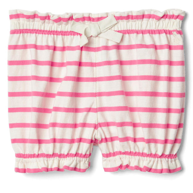 babyGAP(ベビーギャップ)のピンクXホワイト ボーダーショートパンツ キッズ/ベビー/マタニティのベビー服(~85cm)(パンツ)の商品写真