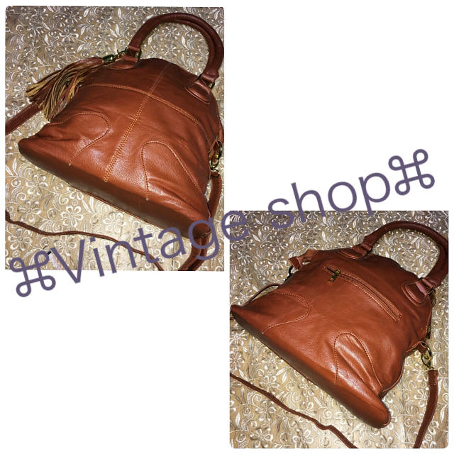 【2way】Vintage Bag⁂／キャメル フリンジ お洒落 ショルダー  レディースのバッグ(ハンドバッグ)の商品写真