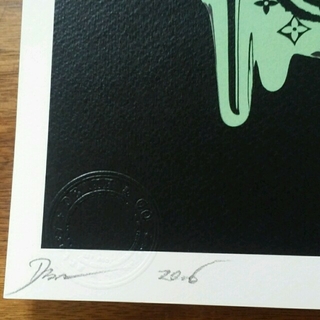 ルイヴィトン ガスマスク 黒×緑 DEATH NYC サイン入り 限定ポスター(絵画/タペストリー)