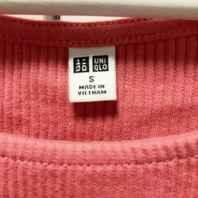UNIQLO(ユニクロ)のUNIQLO UNIQLO リブバレエネックT ピンク レディースのトップス(Tシャツ(半袖/袖なし))の商品写真