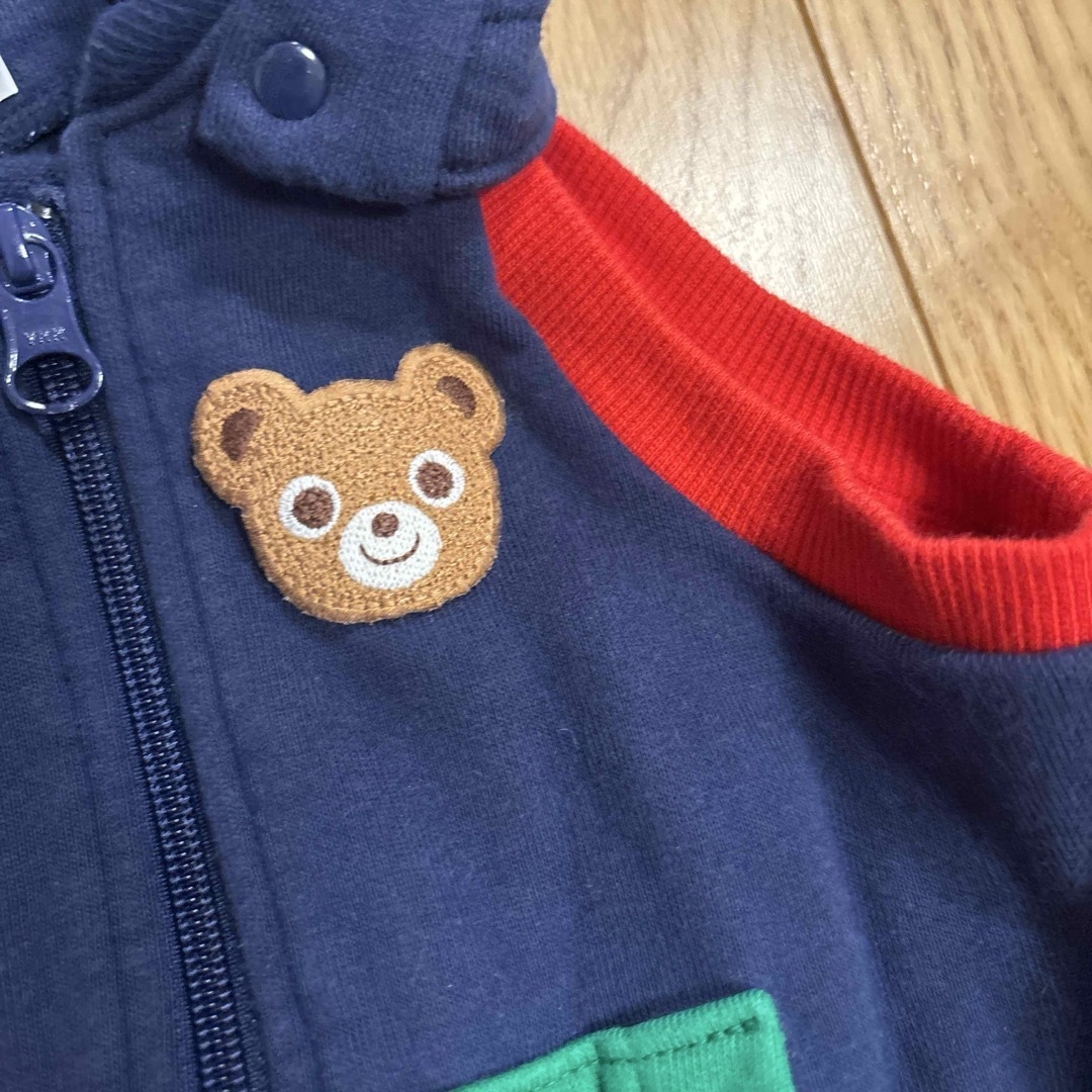 mikihouse(ミキハウス)のフード付きベスト　80cm ミキハウス キッズ/ベビー/マタニティのベビー服(~85cm)(その他)の商品写真