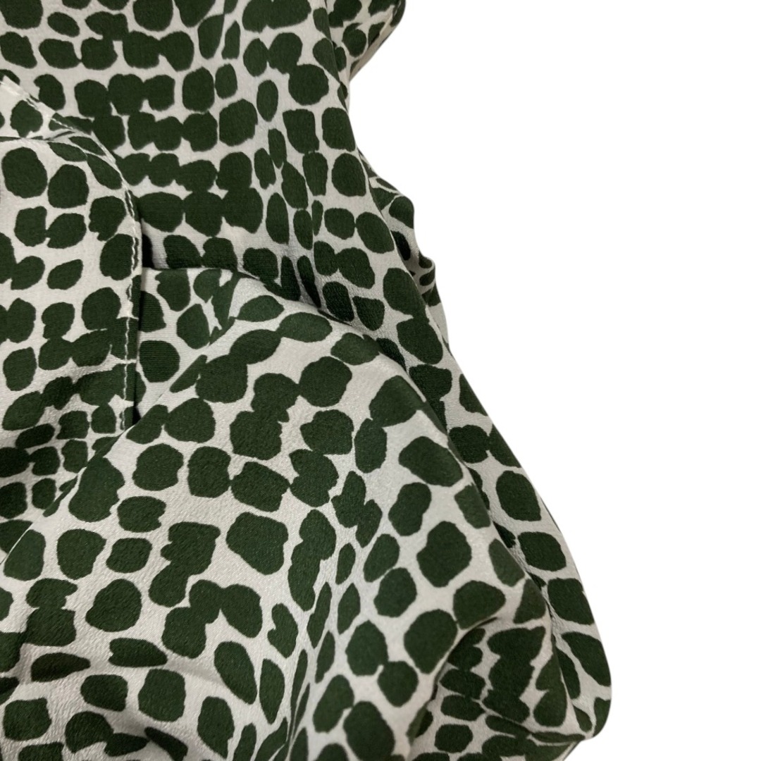 Stella McCartney(ステラマッカートニー)のSTELLA McCARTNEY ステラマッカートニー 総柄 シルク ボウタイ付 ノースリーブ ワンピース 36 グリーン ホワイト レディース ノースリーブ 袖なしひざ丈ワンピース  春 夏 秋 冬 中古 古着 USED 美品 レディースのワンピース(ひざ丈ワンピース)の商品写真