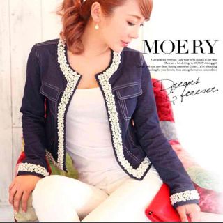 モエリー(MOERY)のMoery♡パールデニムジャケット(Gジャン/デニムジャケット)