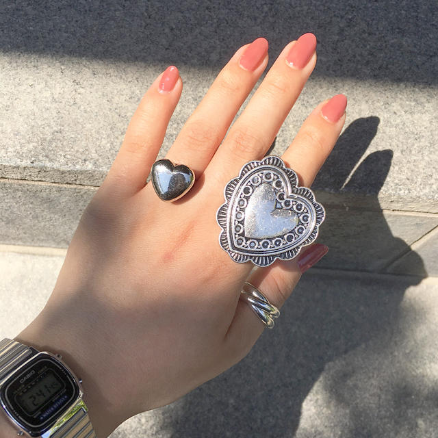 【大人気リング】silver heart ring ハンドメイドのアクセサリー(リング)の商品写真