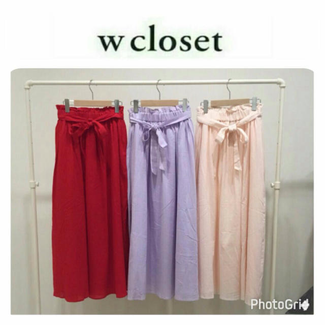 w closet(ダブルクローゼット)の新品♡ダブルクローゼット♡ リボン付きコットンロングスカート レディースのスカート(ロングスカート)の商品写真