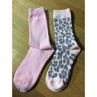 ジーユー(GU)の新品 ピンク&ピンクヒョウ柄 靴下セット(ソックス)