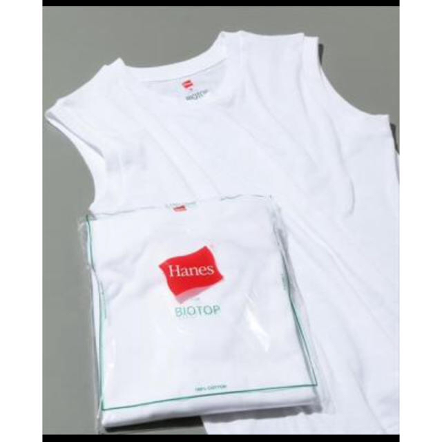 Hanes(ヘインズ)のいくちん様専用✨BIOTOP  Hanes コラボノースリーブTシャツ レディースのトップス(Tシャツ(半袖/袖なし))の商品写真
