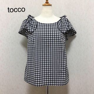 トッコ(tocco)のs様専用 美品 トッコ ギンガム トップス 肩リボン ブラウス(カットソー(半袖/袖なし))