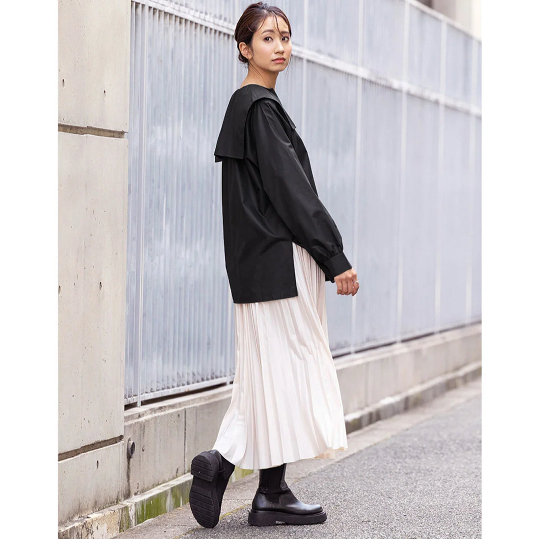 mili an deni(ミリアンデニ)の美品　mili an deni（ミリアンデニ） セーラーカラーブラウス ブラック M 長袖シャツ　ブラック レディースのトップス(シャツ/ブラウス(長袖/七分))の商品写真