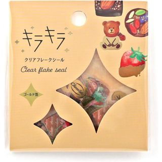 【在庫処分】ワールドクラフト シール キラキラクリアフレークシール ゴールド箔