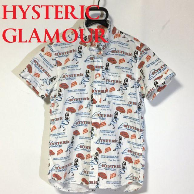HYSTERIC GLAMOUR(ヒステリックグラマー)のヒステリックグラマー☆ガール&ロゴ総柄ボタンダウンシャツ S メンズのトップス(シャツ)の商品写真