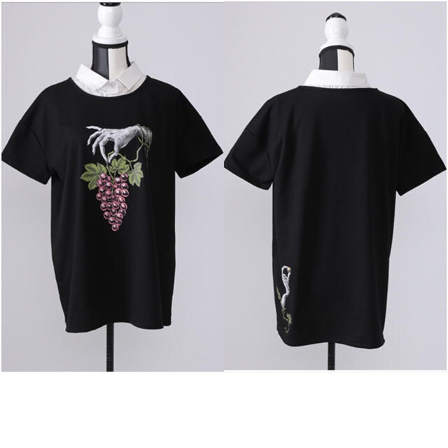 FUNKY FRUIT(ファンキーフルーツ)の【Drug Honey】誘いの魔女と葡萄狩り柄レイヤード風Tシャツ レディースのトップス(Tシャツ(半袖/袖なし))の商品写真