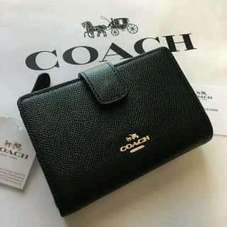 コーチ(COACH)の【本日限定価格】COACH(コーチ)☆ブラック レザー 二つ折り財布(財布)