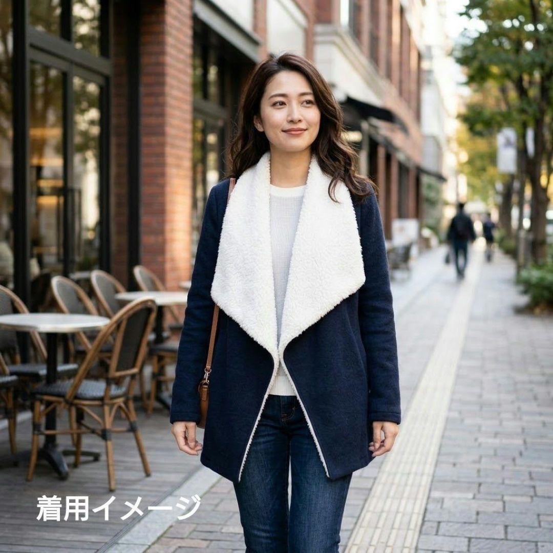Abercrombie&Fitch(アバクロンビーアンドフィッチ)のアバクロ ボアカラー コート ネイビー XS/S サイズ 秋冬アウター レディースのジャケット/アウター(ブルゾン)の商品写真