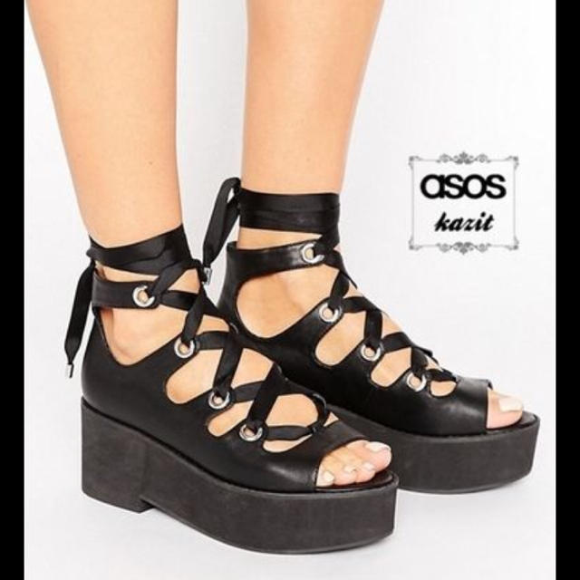 asos(エイソス)のASOS レースアップ厚底サンダル レディースの靴/シューズ(サンダル)の商品写真