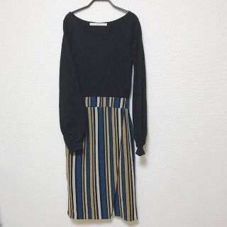 カージュ(Khaju)の2016AW♡ストライプコンビOP(ひざ丈ワンピース)