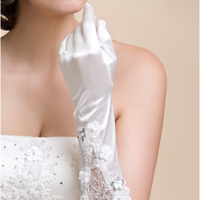 お花とスパンコールのサテングローブ [G7] レディースのフォーマル/ドレス(ウェディングドレス)の商品写真