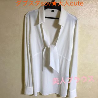 ダブルスタンダードクロージング(DOUBLE STANDARD CLOTHING)のダブスタsov♡レーヨン・白リボン♡大人cuteブラウス♡SALE(シャツ/ブラウス(長袖/七分))