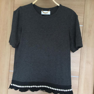 ミュベールワーク(MUVEIL WORK)のmuveil  ミュベール 裾パール Tシャツ カットソー 36(Tシャツ(半袖/袖なし))