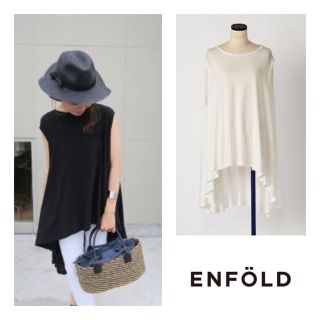 エンフォルド(ENFOLD)の早い者勝ち✳︎新品✳︎ENFOLDテクノラマ天竺サーキュラープルオーバー白(Tシャツ(半袖/袖なし))